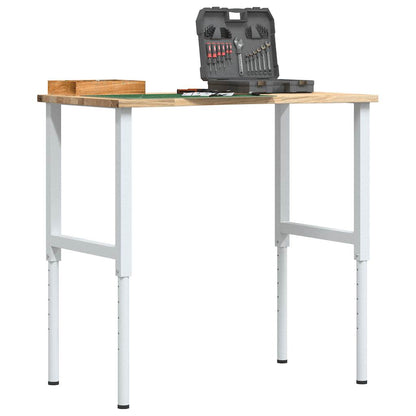 Workbench 80x60x(71,5-98) Solid Wood Oak White and natural 100 x 60 x (71.5-98) cm