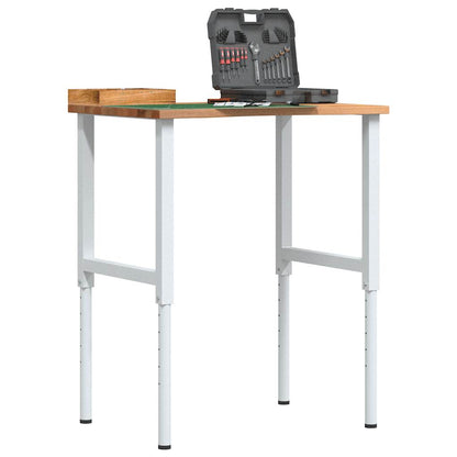 Workbench 80x60x(71,5-98) Solid Wood Oak White and light brown 80 x 60 x (71.5-98) cm