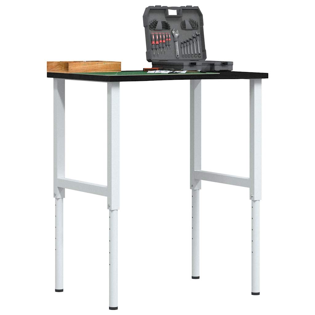 Workbench 80x60x(71,5-98) Solid Wood Oak White and dark brown 80 x 60 x (71.5-98) cm