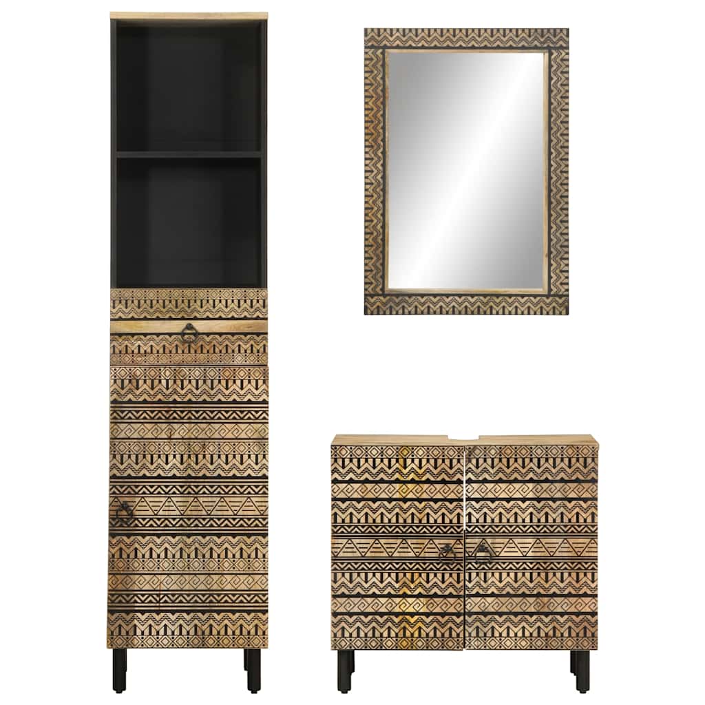 vidaXL 3 Piece Bathroom Furniture Set Solid Wood Mango 3
