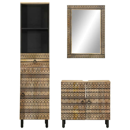 vidaXL 3 Piece Bathroom Furniture Set Solid Wood Mango 3