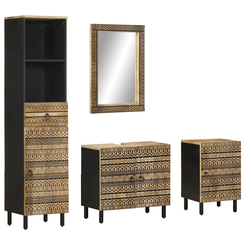 vidaXL 4 Piece Bathroom Furniture Set Solid Wood Mango 1