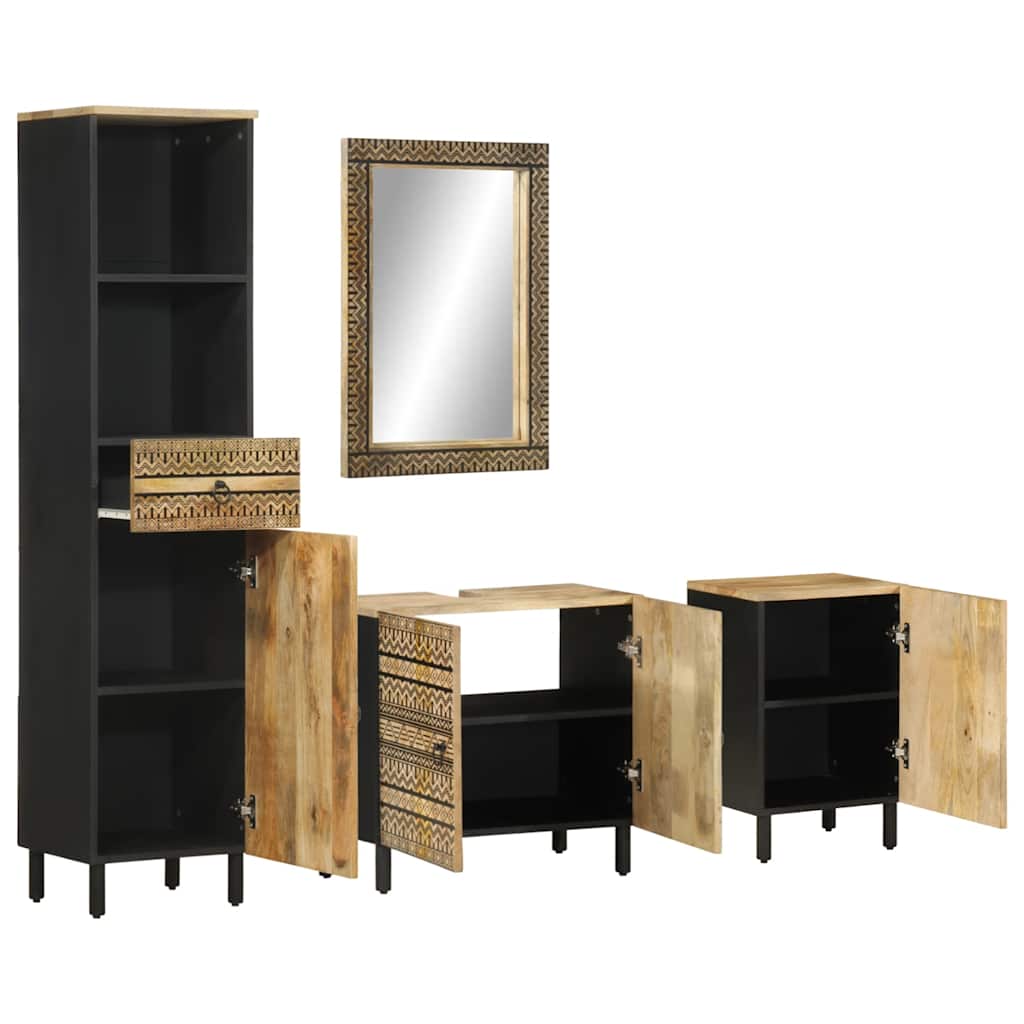 vidaXL 4 Piece Bathroom Furniture Set Solid Wood Mango 2