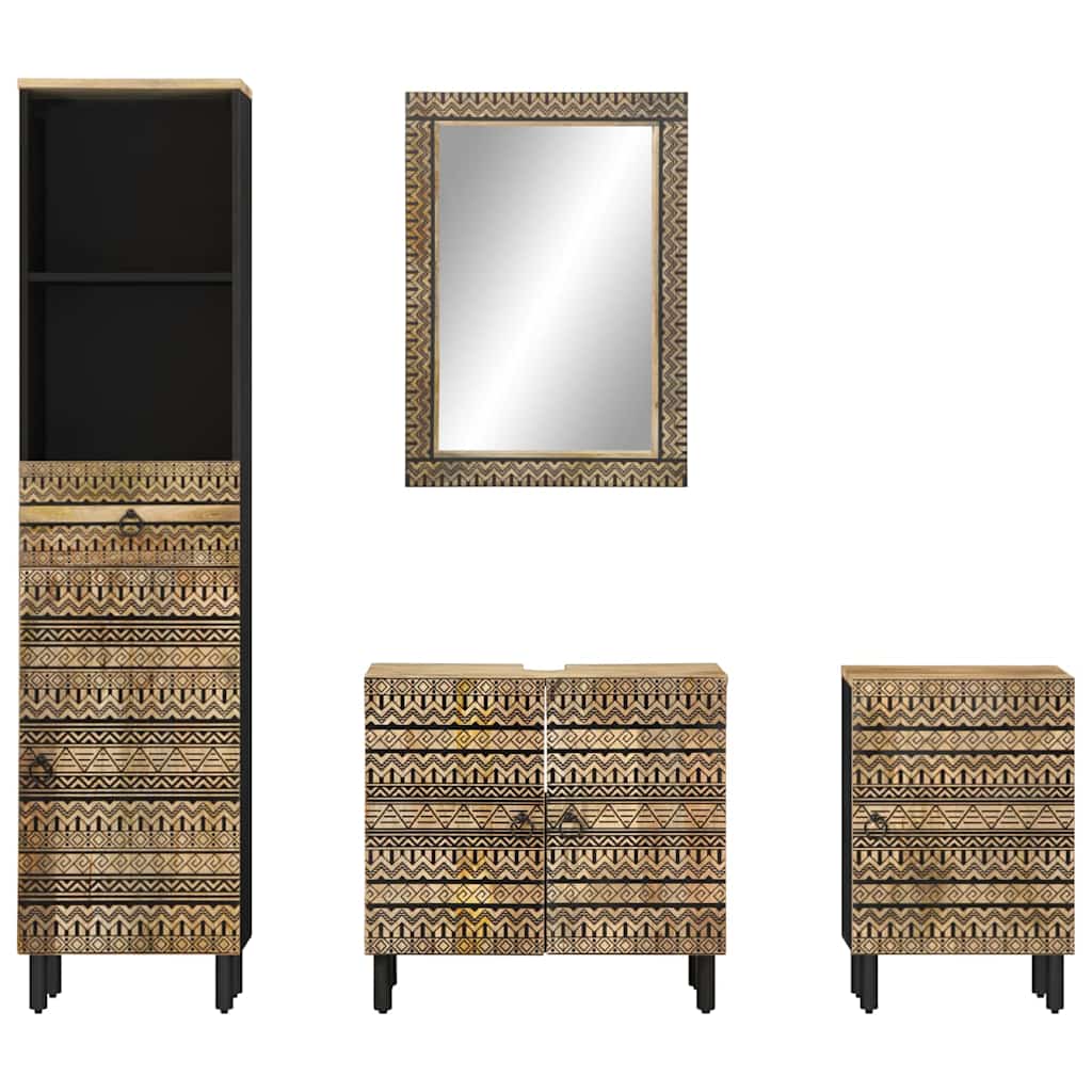vidaXL 4 Piece Bathroom Furniture Set Solid Wood Mango 3