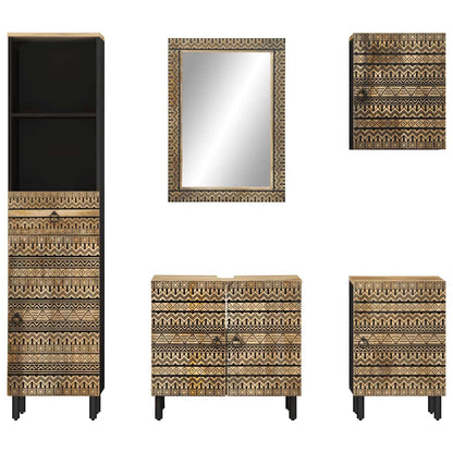 vidaXL 5 Piece Bathroom Furniture Set Solid Wood Mango 3