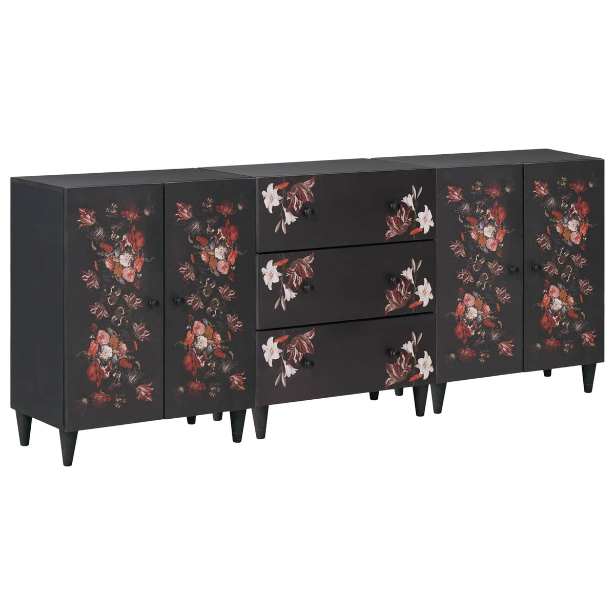 vidaXL Storage Cabinets 3 pcs 180 x 33 x 75 cm Solid Mango Wood 2