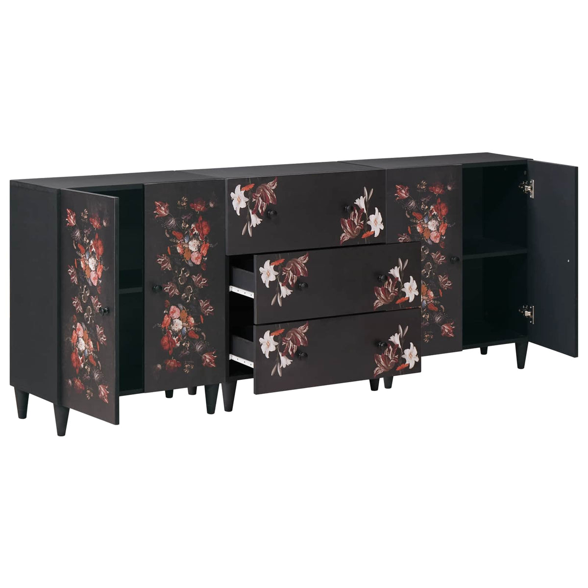 vidaXL Storage Cabinets 3 pcs 180 x 33 x 75 cm Solid Mango Wood 3