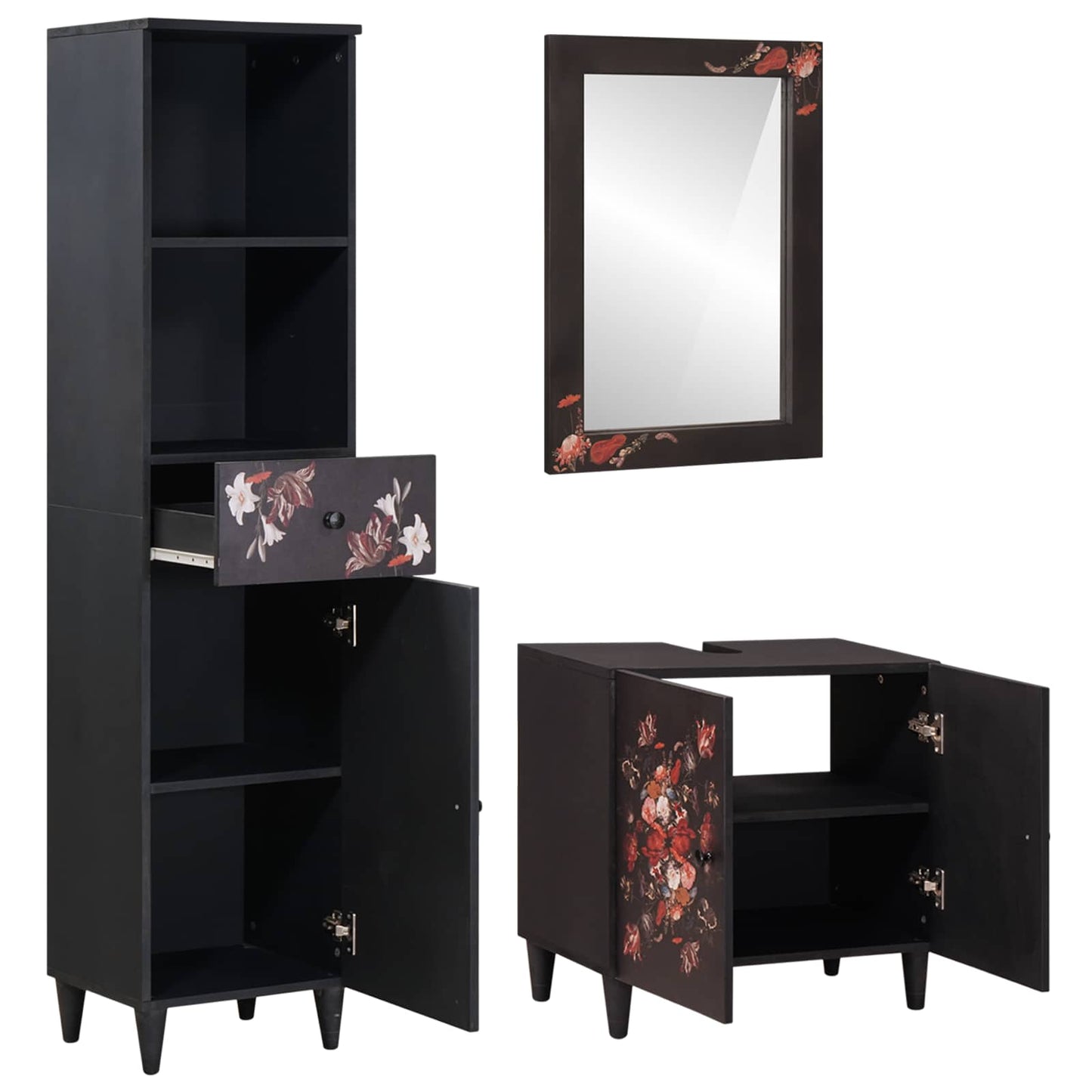 vidaXL Bathroom Cabinet Set 3 pcs Solid Mango Wood 2