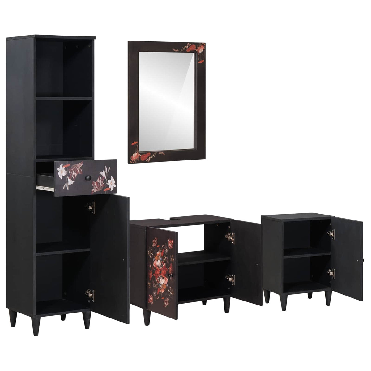 vidaXL Bathroom Cabinet Set 4 pcs Solid Mango Wood 2
