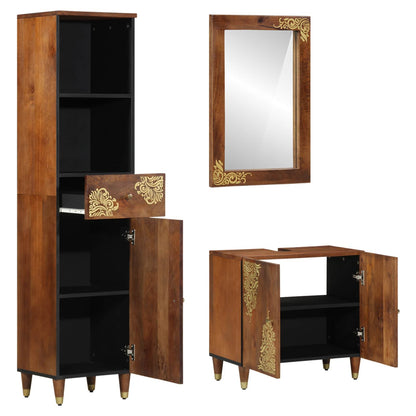 vidaXL Bathroom Cabinet Set 3 pcs Honey Brown Solid Mango Wood 2