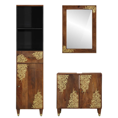 vidaXL Bathroom Cabinet Set 3 pcs Honey Brown Solid Mango Wood 6