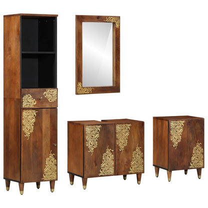 vidaXL Bathroom Cabinet Set 4 pcs Honey Brown Solid Mango Wood 1