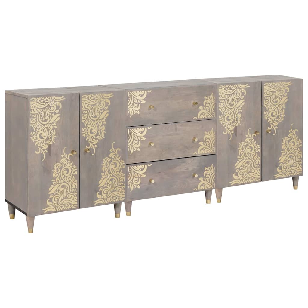 Bathroom Cabinet Set 3 pcs 180 x 33 x 75 cm Solid Mango Wood Grey