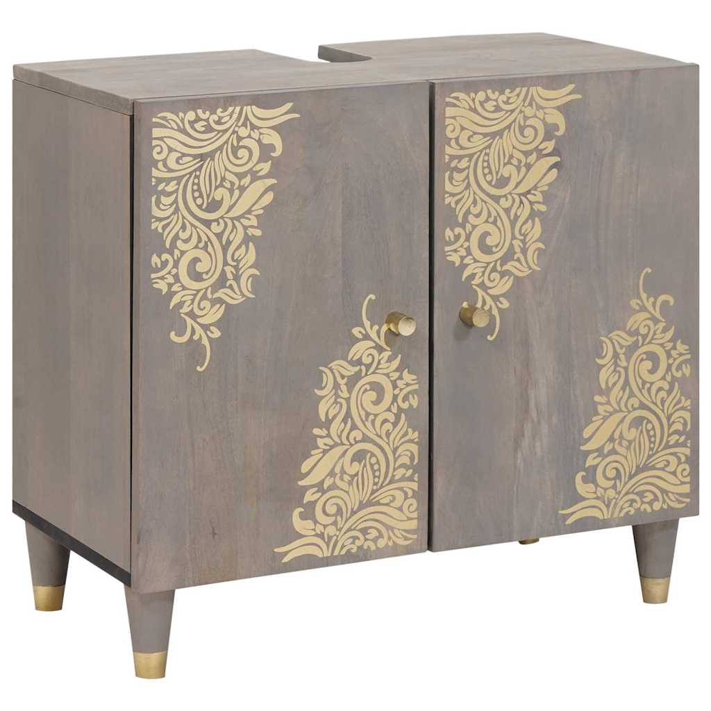 vidaXL Bathroom Cabinet Set 3 pcs Grey Solid Mango Wood 3
