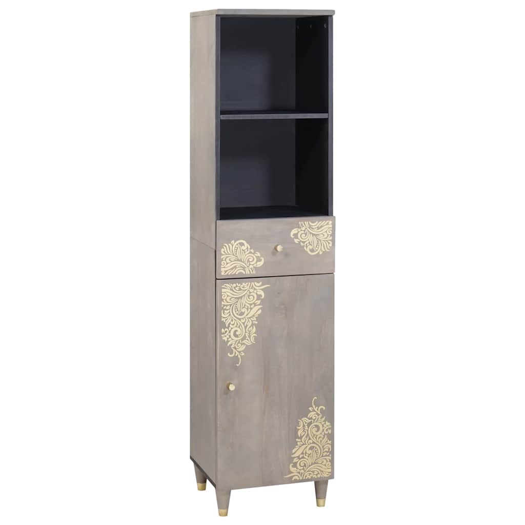vidaXL Bathroom Cabinet Set 3 pcs Grey Solid Mango Wood 5