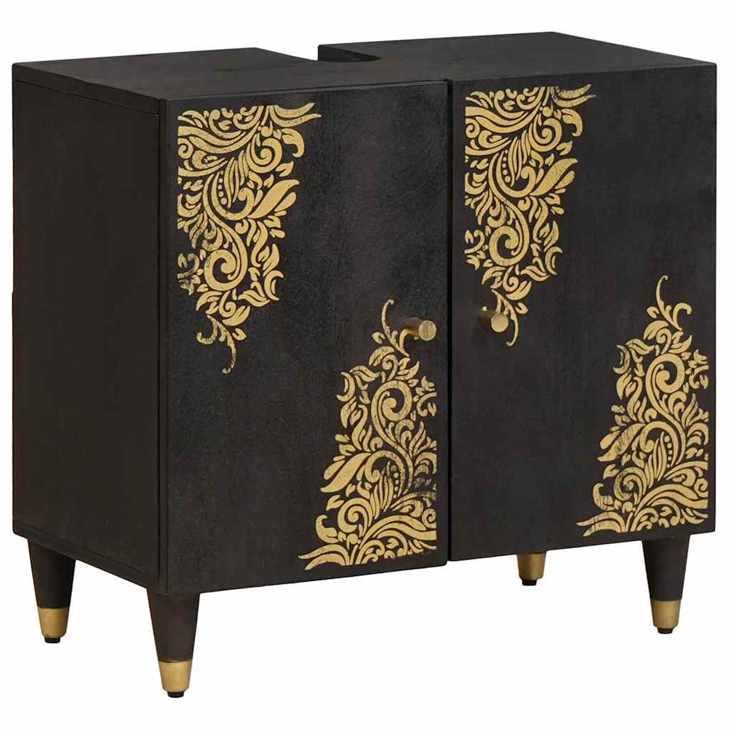 vidaXL Bathroom Cabinet Set 3 pcs Black Solid Mango Wood 3