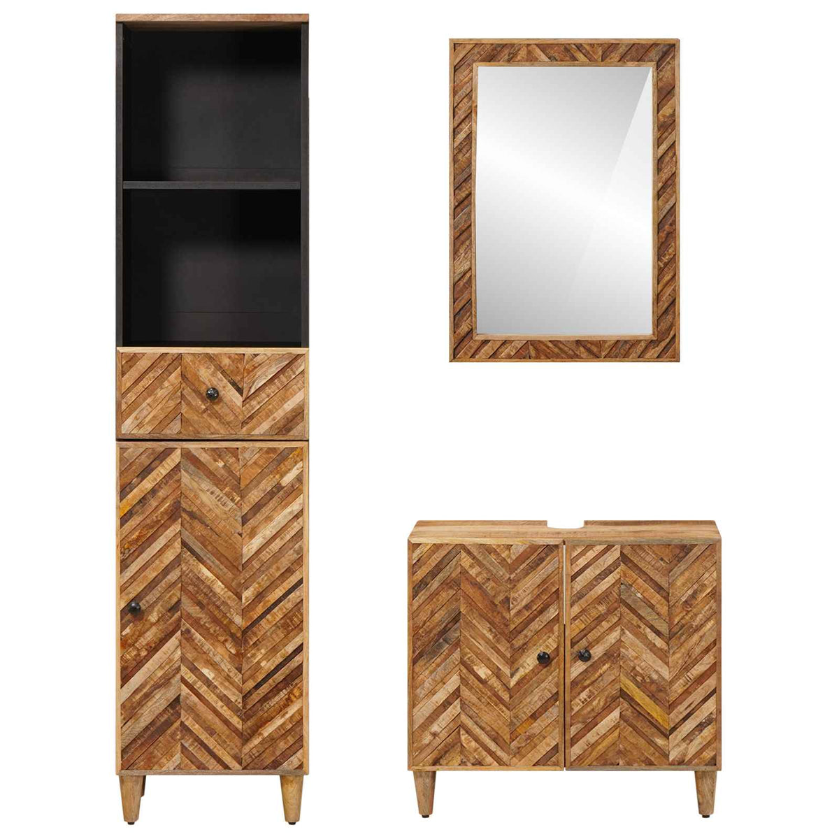 vidaXL Bathroom Cabinet Set 3 pcs Solid Mango Wood 6