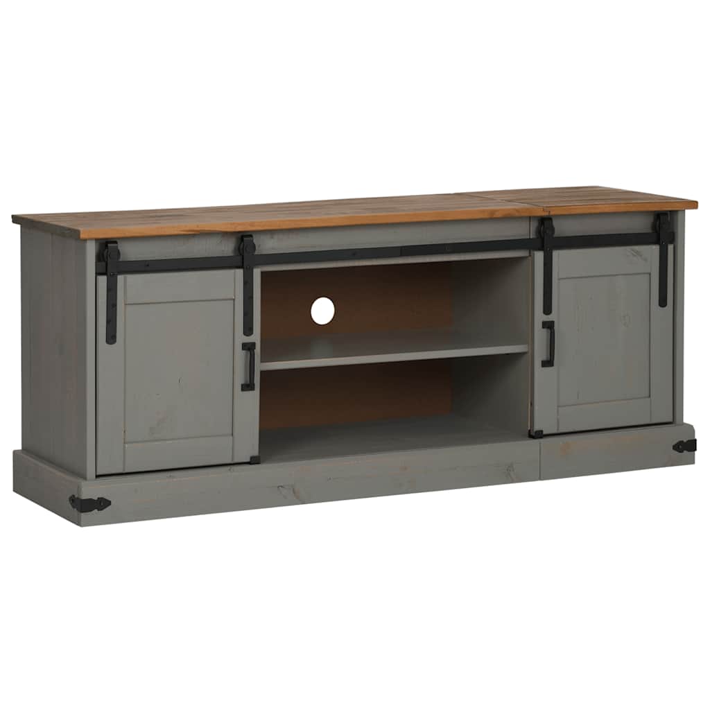 vidaXL TV Cabinet HALDEN 2 Sliding Doors Grey 150x40x60 cm Solid Wood 2