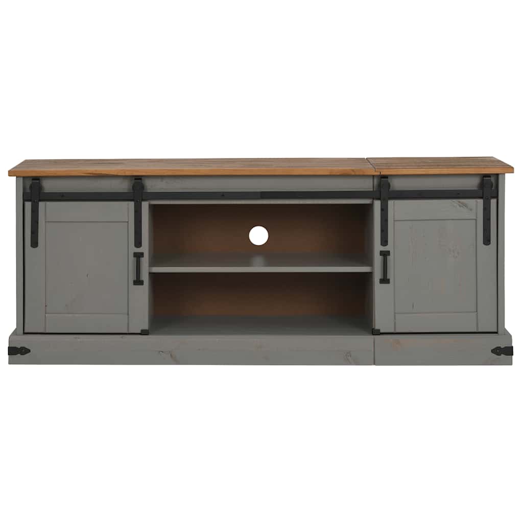 vidaXL TV Cabinet HALDEN 2 Sliding Doors Grey 150x40x60 cm Solid Wood 3