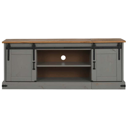 vidaXL TV Cabinet HALDEN 2 Sliding Doors Grey 150x40x60 cm Solid Wood 3