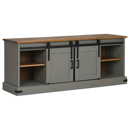 vidaXL TV Cabinet HALDEN 2 Sliding Doors Grey 150x40x60 cm Solid Wood 4