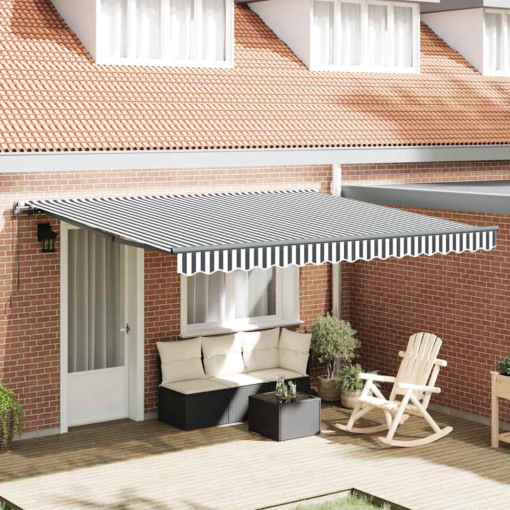vidaXL Manual Retractable Awning Anthracite and White 400x300 cm 1