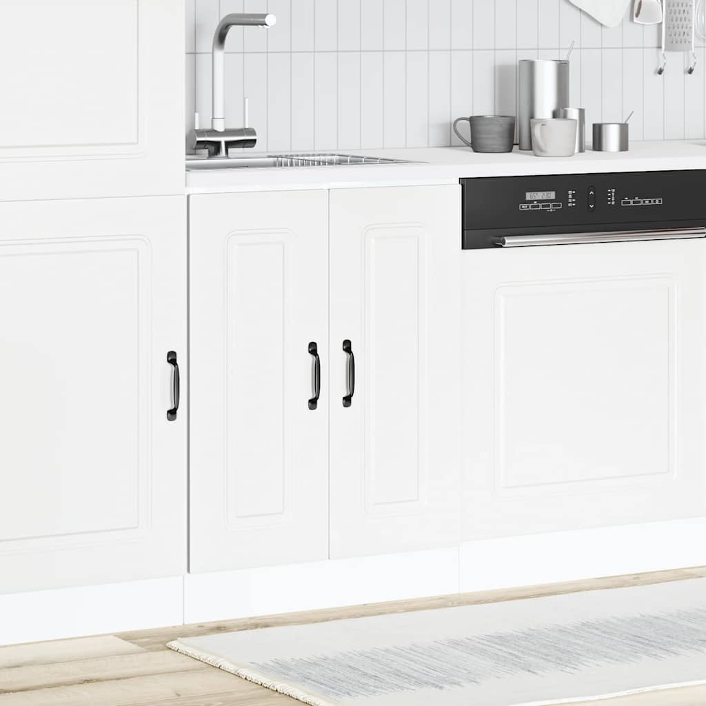 Kitchen Base Cabinet "Kalmar" Engineered Wood White 1x bottom cabinet (2 doors) 60 cm wide 81.5 cm high