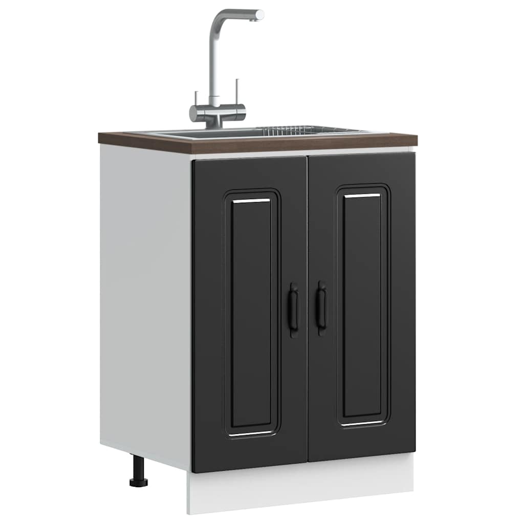 vidaXL Kitchen Base Cabinet "Kalmar" Engineered Wood Black