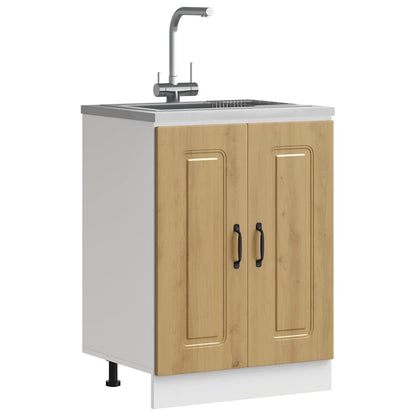 Kitchen Base Cabinet "Kalmar" Engineered Wood Artisan Oak 1x bottom cabinet (2 doors) 60 cm wide 81.5 cm high