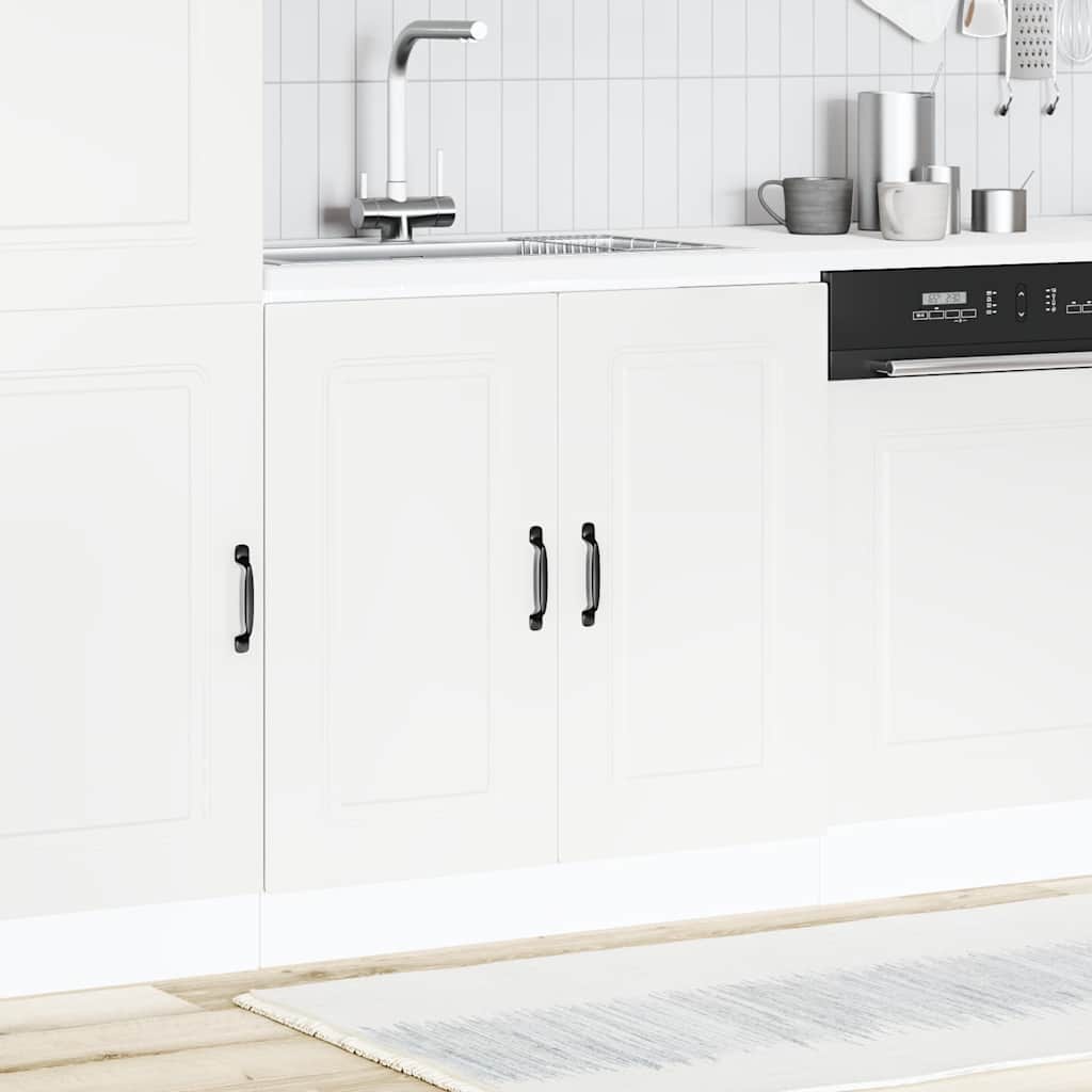 Kitchen Base Cabinet "Kalmar" Engineered Wood White 1x bottom cabinet (2 doors) 80 cm wide 81.5 cm high