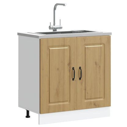 Kitchen Base Cabinet "Kalmar" Engineered Wood Artisan Oak 1x bottom cabinet (2 doors) 80 cm wide 81.5 cm high
