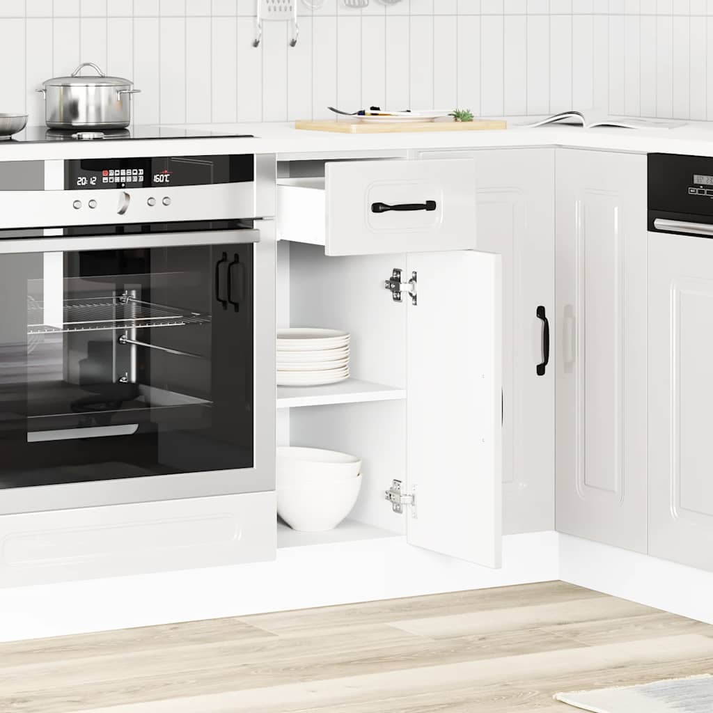 vidaXL Kitchen Base Cabinet "Kalmar" Engineered Wood High Gloss White