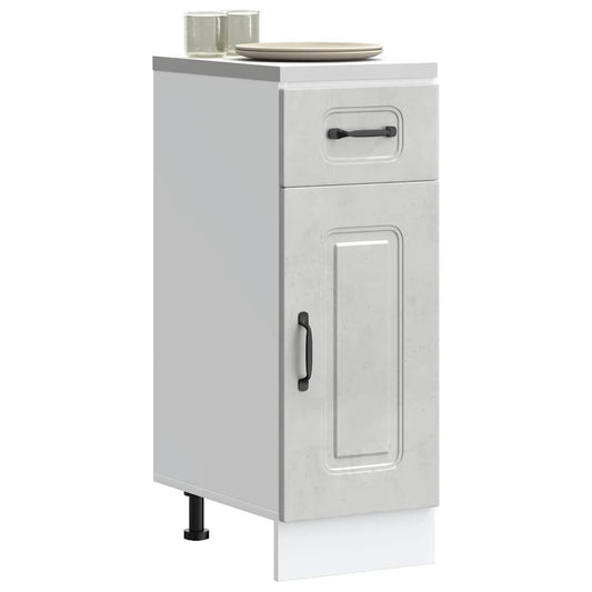 Kitchen Base Cabinet "Kalmar" Engineered Wood Concrete Grey 1x bottom cabinet (1 door 1 drawer) 30 cm wide 81.5 cm high