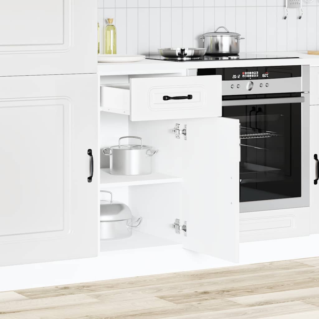 Kitchen Base Cabinet "Kalmar" Engineered Wood White 1x bottom cabinet (1 door 1 drawer) 40 cm wide 81.5 cm high