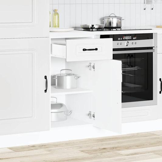 Kitchen Base Cabinet "Kalmar" Engineered Wood White 1x bottom cabinet (1 door 1 drawer) 40 cm wide 81.5 cm high