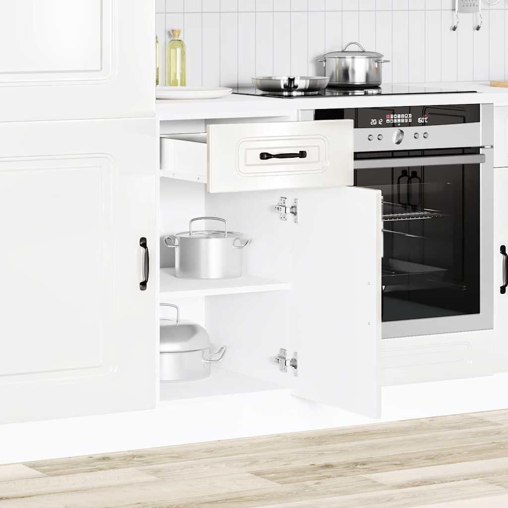 vidaXL Kitchen Base Cabinet "Kalmar" Engineered Wood High Gloss White