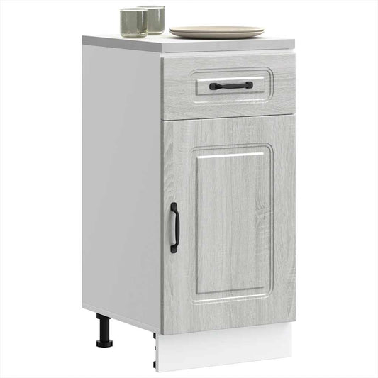 Kitchen Base Cabinet "Kalmar" Engineered Wood Grey Sonoma 1x bottom cabinet (1 door 1 drawer) 40 cm wide 81.5 cm high