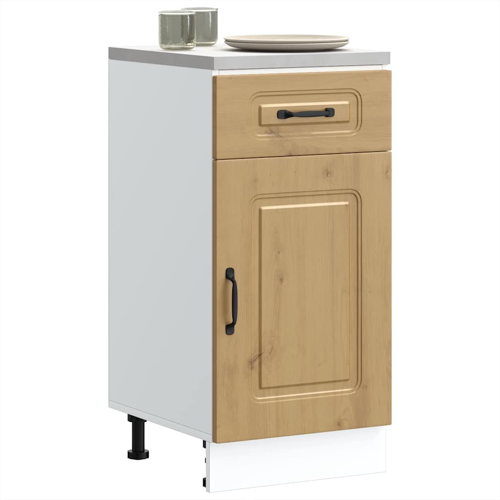 Kitchen Base Cabinet "Kalmar" Engineered Wood Artisan Oak 1x bottom cabinet (1 door 1 drawer) 40 cm wide 81.5 cm high