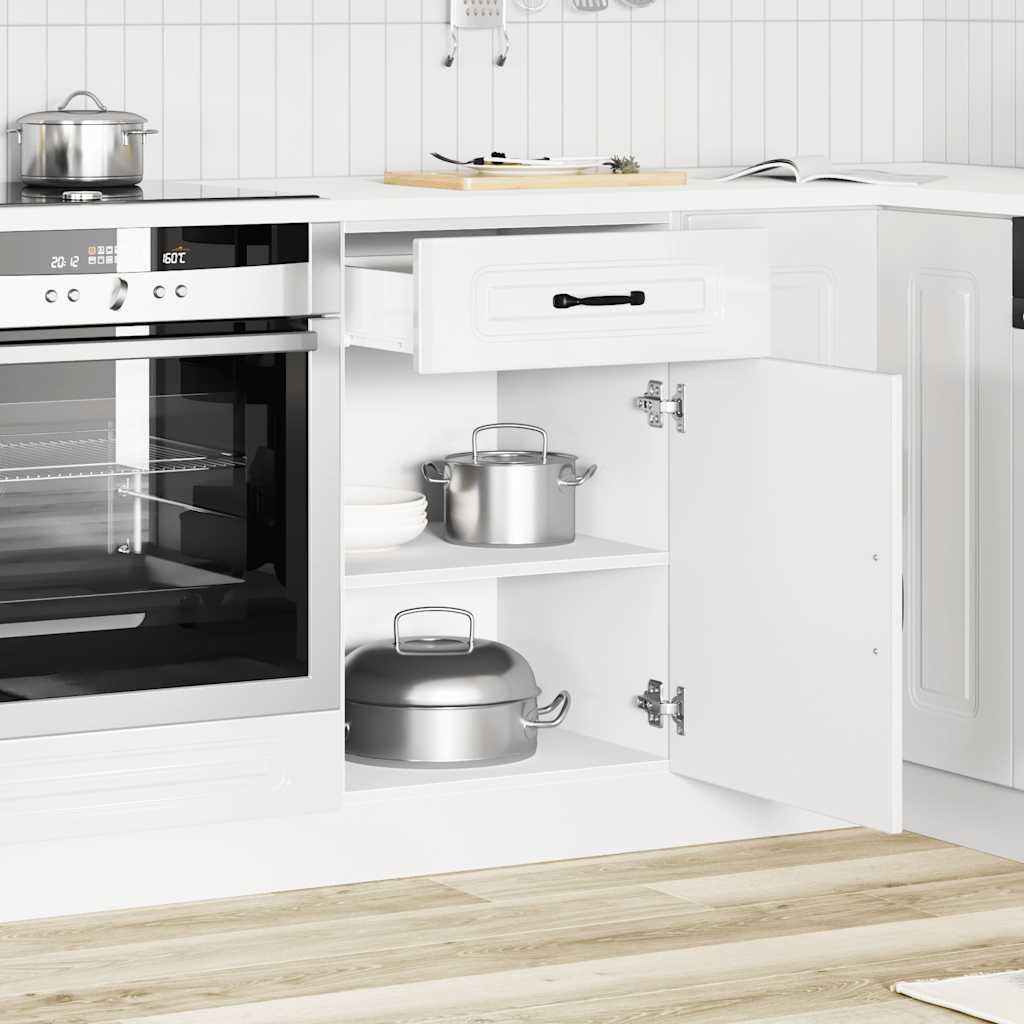 vidaXL Kitchen Base Cabinet "Kalmar" Engineered Wood High Gloss White