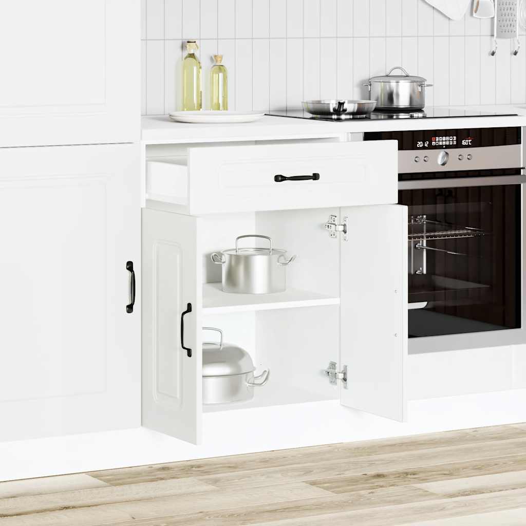 Kitchen Base Cabinet "Kalmar" Engineered Wood White 1x bottom cabinet (2 doors 1 drawer) 60 cm wide 81.5 cm high