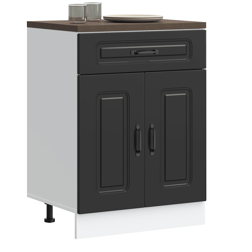 vidaXL Kitchen Base Cabinet "Kalmar" Engineered Wood Black
