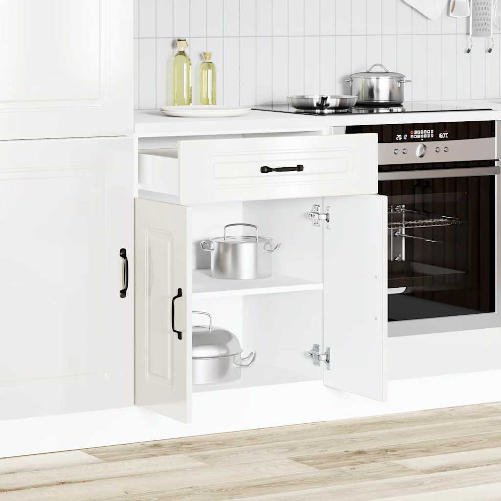 vidaXL Kitchen Base Cabinet "Kalmar" Engineered Wood High Gloss White