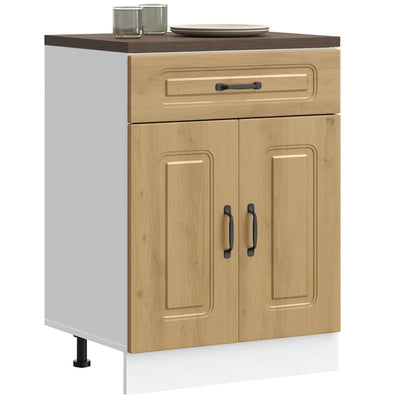 Kitchen Base Cabinet "Kalmar" Engineered Wood Artisan Oak 1x bottom cabinet (2 doors 1 drawer) 60 cm wide 81.5 cm high