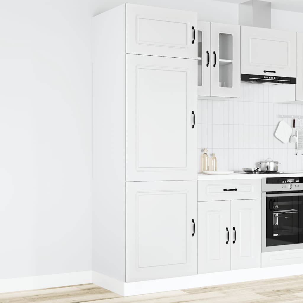 Kitchen Base Cabinet "Kalmar" Engineered Wood White 1x cupboard 60 cm wide 207 cm high
