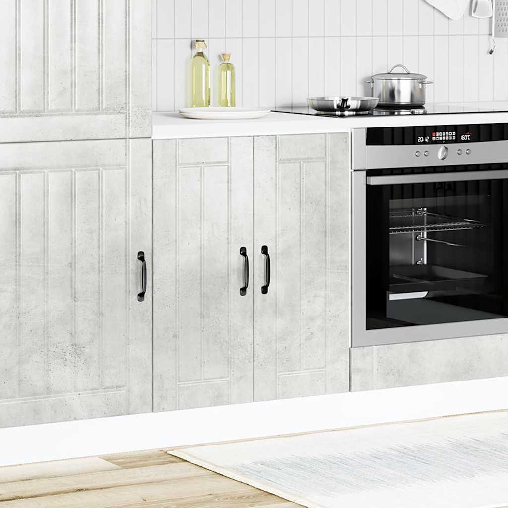 Kitchen Base Cabinet "Lucca" Engineered Wood Concrete Grey 1x bottom cabinet (2 doors) 60 cm wide 81.5 cm high