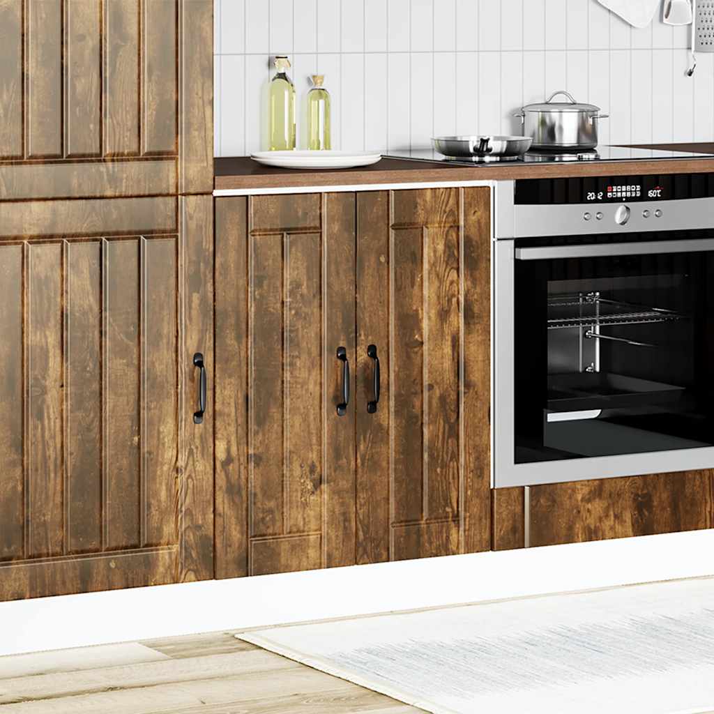 Kitchen Base Cabinet "Lucca" Engineered Wood Smoked Oak 1x bottom cabinet (2 doors) 60 cm wide 81.5 cm high