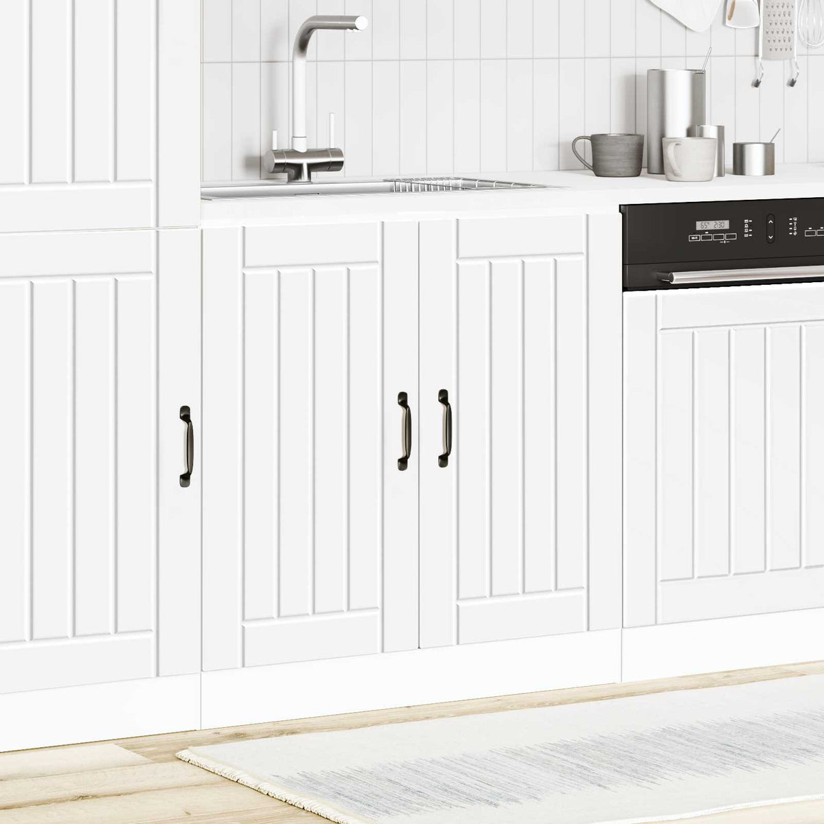 Kitchen Base Cabinet "Lucca" Engineered Wood White 1x bottom cabinet (2 doors) 80 cm wide 81.5 cm high