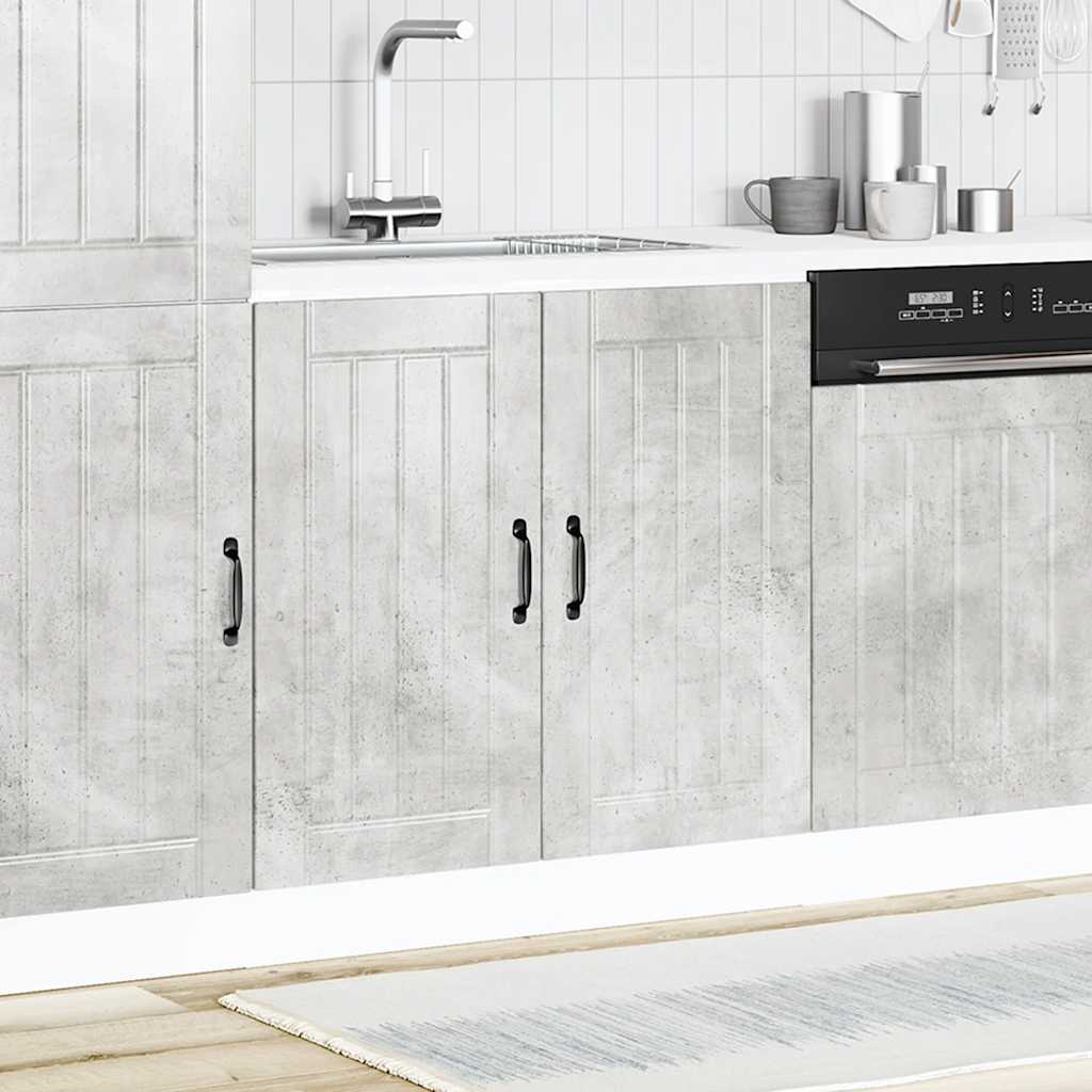 Kitchen Base Cabinet "Lucca" Engineered Wood Concrete Grey 1x bottom cabinet (2 doors) 80 cm wide 81.5 cm high