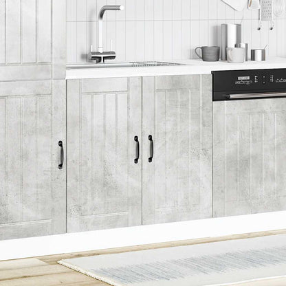 Kitchen Base Cabinet "Lucca" Engineered Wood Concrete Grey 1x bottom cabinet (2 doors) 80 cm wide 81.5 cm high