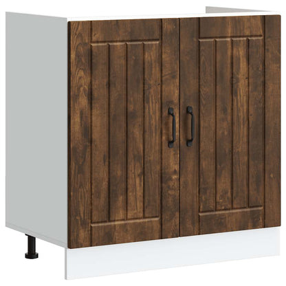 Kitchen Base Cabinet "Lucca" Engineered Wood Smoked Oak 1x bottom cabinet (2 doors) 80 cm wide 81.5 cm high